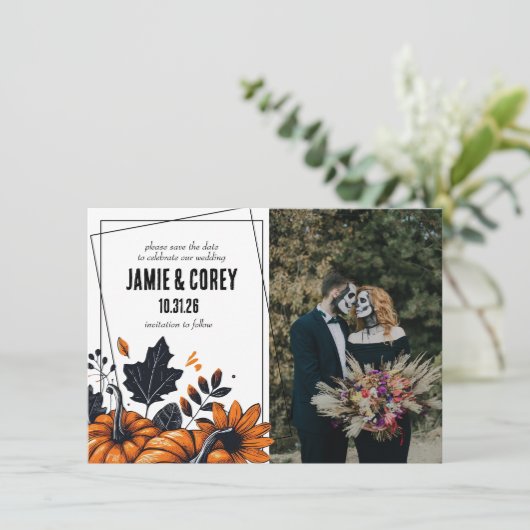 Save The Date Joli Mariage Citrouille (Debout devant)