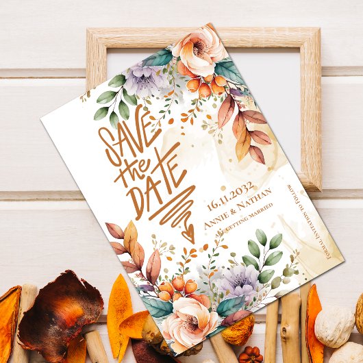 Save The Date Joli Mariage de automne de fleurs orange Enregistr
