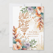 Save The Date Joli Mariage de automne de fleurs orange Enregistr (Devant)