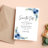 Save The Date Joli Mariage Floral Bleu Dusty