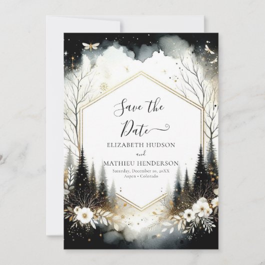Save The Date Joli Mariage forestier enchanté à imprimer (Devant)