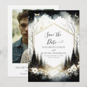 Save The Date Joli Mariage forestier enchanté à imprimer (Devant / Derrière)