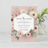Save The Date Joli Mariage rose rose rustique (Debout devant)