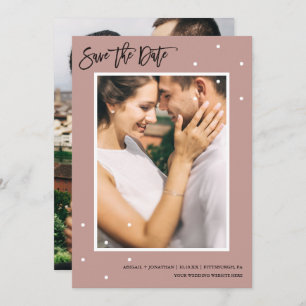 Save The Date Joli Mauve avec des points blancs Photo Enregistre
