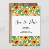Save The Date Joli Motif de tournesol Jaune & Vert Anniversaire (Devant / Derrière)