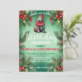 Save The Date Joli phoque lion de mer Père Noël fête d'anniversa (Debout devant)