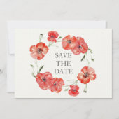 Save The Date Joli Red Poppies floral enregistrer les dates (Devant)