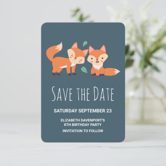 Save The Date Joli renard orange Anniversaire Enregistrer la dat (Debout devant)