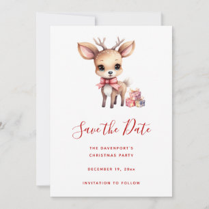 Save The Date Joli renne de Noël avec cadeaux de vacances
