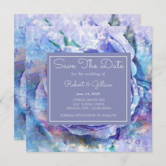 Save The Date Joli Rose aquarelle (Devant / Derrière)