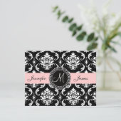 Save The Date Joli rose noir Damask Monogramme Enregistrer la da (Debout devant)