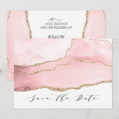 Save The Date Joli Rose Rose Agate Moderne (Devant / Derrière)