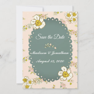 Save The Date Joli Script Floral Pastel Rose Romantique