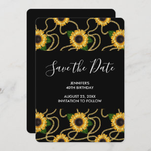 Save The Date Joli Sunflower Jaune Motif élégant Anniversaire