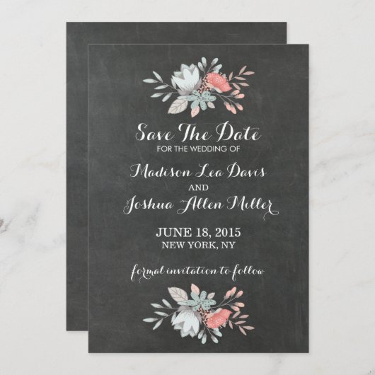 Save The Date Joli tableau floral Enregistrer la date (Devant / Derrière)