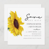 Save The Date Joli tournesol Élégant Mariage Script (Devant / Derrière)