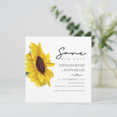 Save The Date Joli tournesol Élégant Mariage Script (Debout devant)