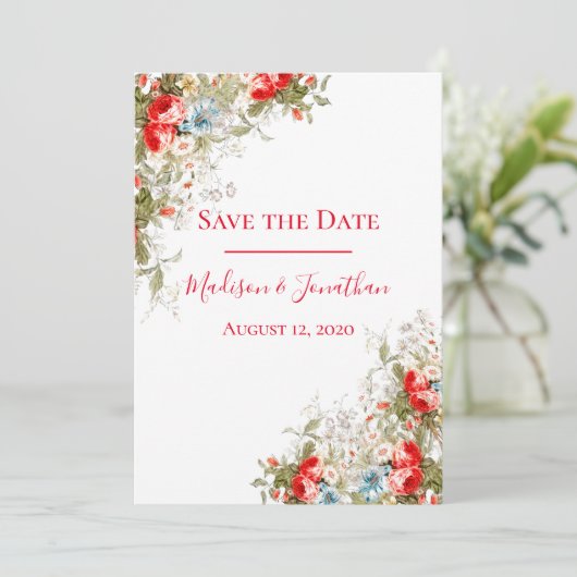 Save The Date Joli Whimsy Fleurs sauvages Mariage de script (Debout devant)