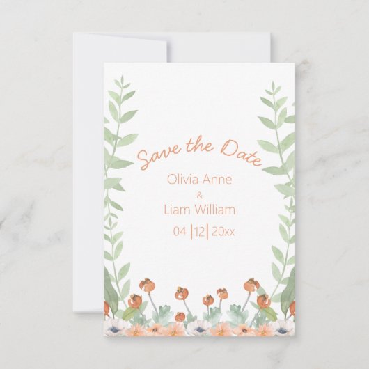 Save The Date Jolie aquarelle florale Script moderne (Devant)