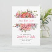 Save The Date Jolie aquarelle rose rouge floral (Debout devant)