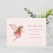 Save The Date Jolie Fille Fée en Robe Rose (Debout devant)