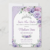 Save The Date Jolie Fleur de Lilas Violet Fête Douce 16 Annivers (Devant)