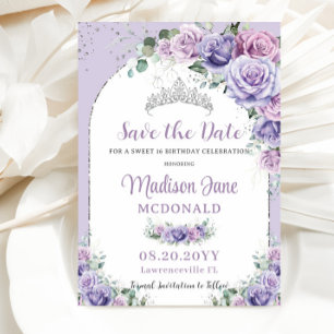 Save The Date Jolie Fleur de Lilas Violet Fête Douce 16 Annivers