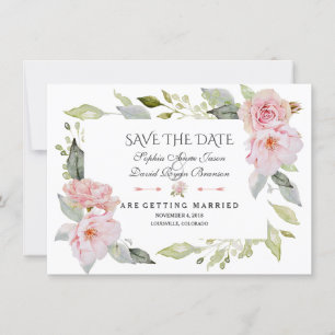 Save The Date Jolie Fleur Rose Foncé Mariage Économisez La Date