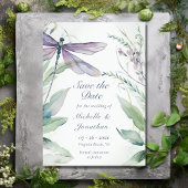 Save The Date Jolie libellule d'aquarelle et Mariage de verdure
