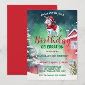 Save The Date Jolie licorne Père Noël fête de Noël (Devant / Derrière)