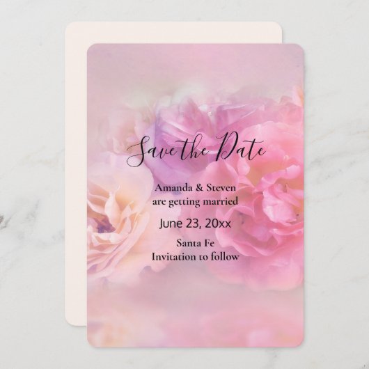 Save The Date Jolie oeillets rose et blanc (Devant / Derrière)