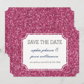 Save The Date Jolie paillette rose enregistrez la date (Devant / Derrière)