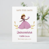 Save The Date Jolie princesse avec papillon quinceanera (Debout devant)