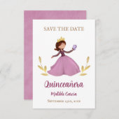 Save The Date Jolie princesse avec papillon quinceanera (Devant / Derrière)