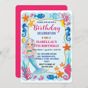 Save The Date Jolie sirène arc-en-ciel hippocampe d'anniversaire