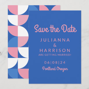 Save The Date Jolie typographie fantaisiste rose et bleue