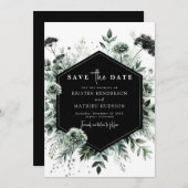 Save The Date Jolie typographie moderne Sage Mariage vert (Devant / Derrière)