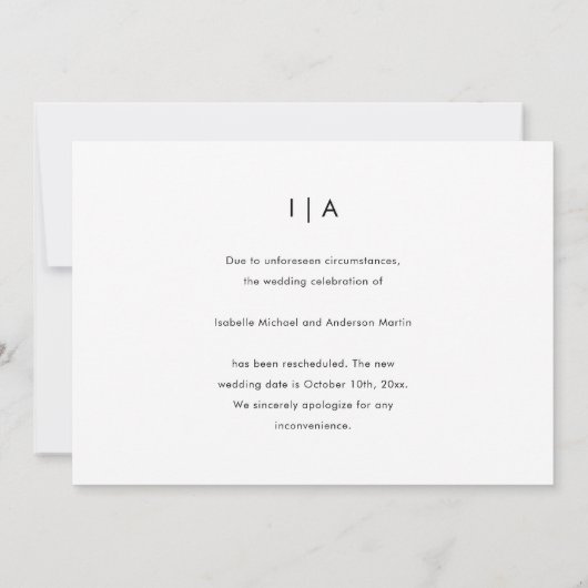 Save The Date Jolie Typographie Reportée Mariage Photo (Dos)