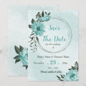 Save The Date jolie végétation fleurie bleue (Devant / Derrière)