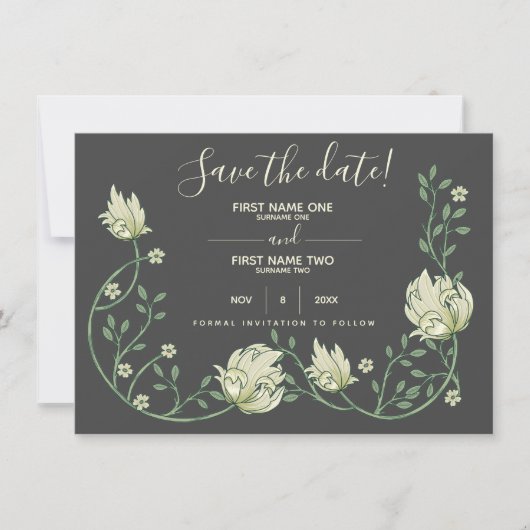 Save The Date Jolies fleurs Art nouveau sauver la date sombre (Devant)