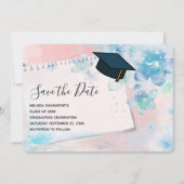 Save The Date Jolies fleurs bleues sur Arrière - plan rose (Devant)