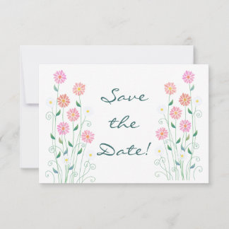 Save The Date Jolies Marguerites Roses Enregistrer la Date de Ma
