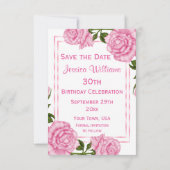 Save The Date Jolis bouquets d'angle rose pour la 30e sauvegarde (Dos)