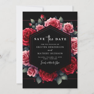 Save The Date Jouer la typographie Crimson Mariage rouge
