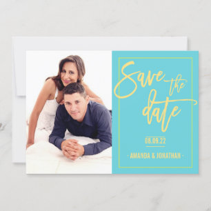 Save The Date Jouer Lime, Jaune et Mariage bleu Date de sauvegar