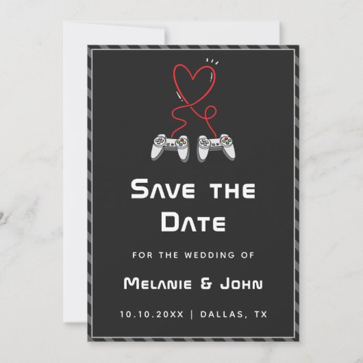 Save The Date Joueur Mariage Geek Amour Romantique Joueur 1 2 Dr (Devant)