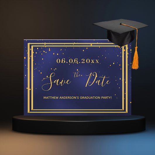 Save The Date Jour de graduation marine bleu or