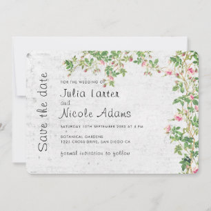Save The Date Journal de style vintage avec rose rose sur vieux