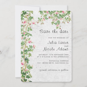 Save The Date Journal de style vintage mur ancien rose rose mari