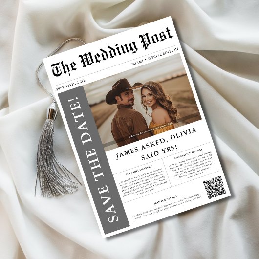 Save The Date Journal Mariage photo rustique moderne QR Code